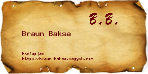 Braun Baksa névjegykártya
